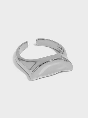 Anel de banda minimalista geométrica lisa prata esterlina 925