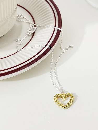 925 Sterling Silver Hollow Heart Vintage Necklace