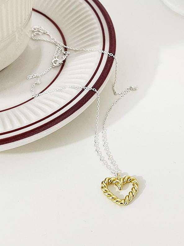 925 Sterling Silver Hollow Heart Vintage Necklace