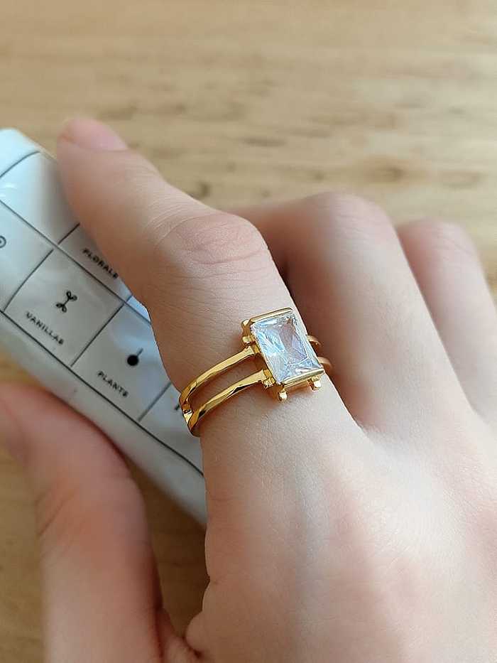 925 Sterling Silver Cubic Zirconia Geometric Minimalist Band Ring