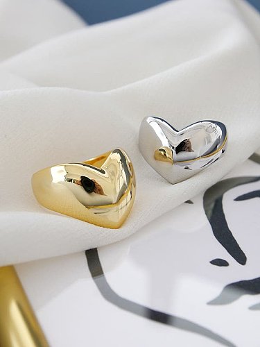Anel de pulseira de prata esterlina 925 minimalista coração liso tamanho livre