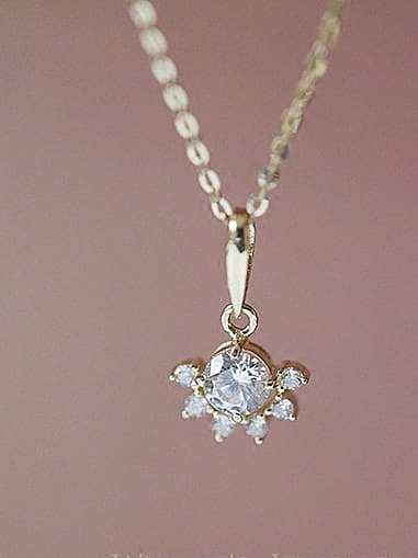 925 Sterling Silver Rhinestone Gold Flower Dainty Necklace