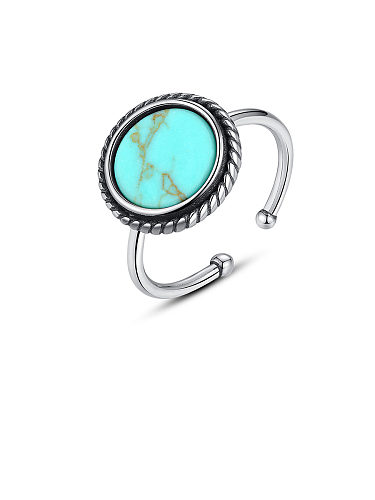 Anéis de prata esterlina 925 com banho de platina redondo simplista tamanho livre