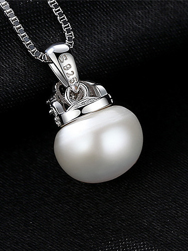 Collar de perlas de agua dulce 90-95 con circón AAA de plata esterlina
