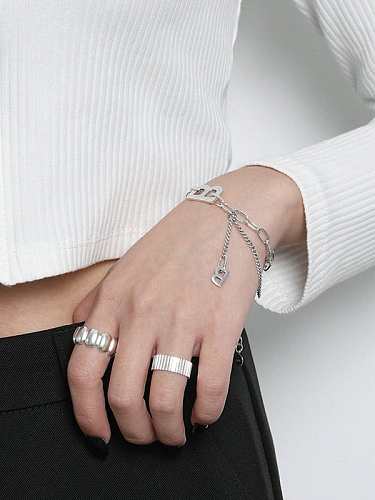 925 Sterling Silver Irregular Vintage Hollow Chain Link Bracelet