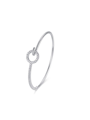 925 Sterling Silver With Platinum Plated Simplistic Hollow Geometric Bangles
