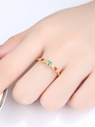 925 Sterling Silver With Gold Plated Simplistic Square Band Rings
