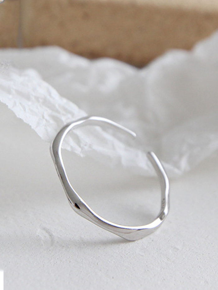 Plata de ley 925 con anillos de tamaño libre redondos simplistas brillantes