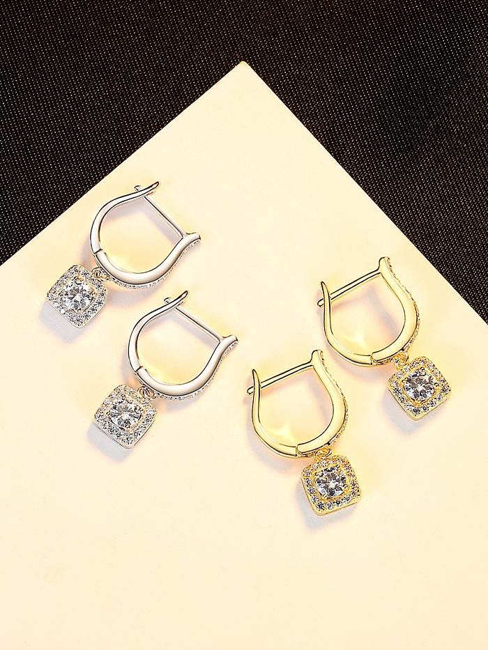 Boucles d'oreilles pendantes géométriques en argent sterling 925 avec oxyde de zirconium