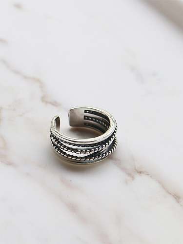 925 Sterling Silver Geometric Artisan Stackable Ring