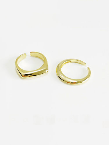 Plata de ley 925 con anillos de tamaño libre geométricos simplistas chapados en oro