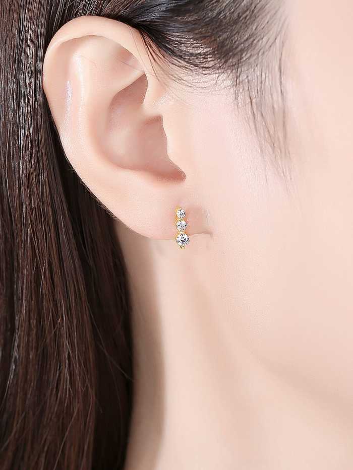 925 Sterling Silver Cubic Zirconia Geometric Minimalist Drop Earring