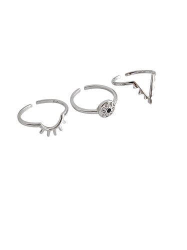 925 Sterling Silver With Platinum Plated Simplistic Irregular Midi Rings