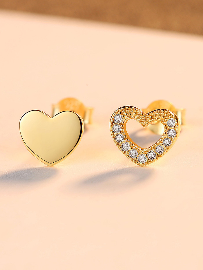 925 Sterling Silver With Cute Heart-shaped Stud Earrings