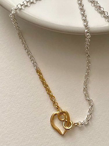 Collier chaîne creuse minimaliste coeur en argent sterling 925