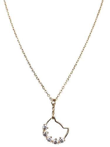 925 Sterling Silver Rhinestone Cat Gold Dainty Necklace