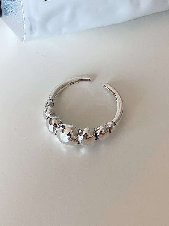 925 Sterling Silver Bead Round Minimalist Band Ring