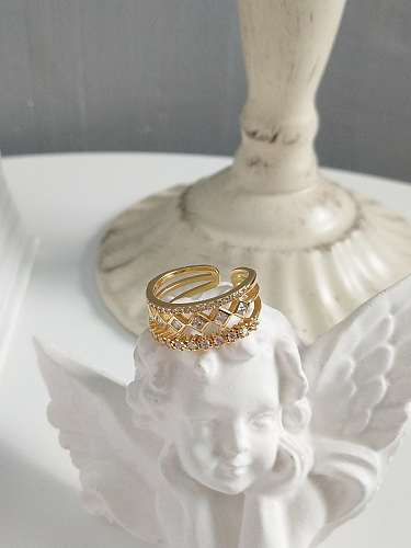 Anillo apilable minimalista de plata de ley 925 con tres anillos de diamantes