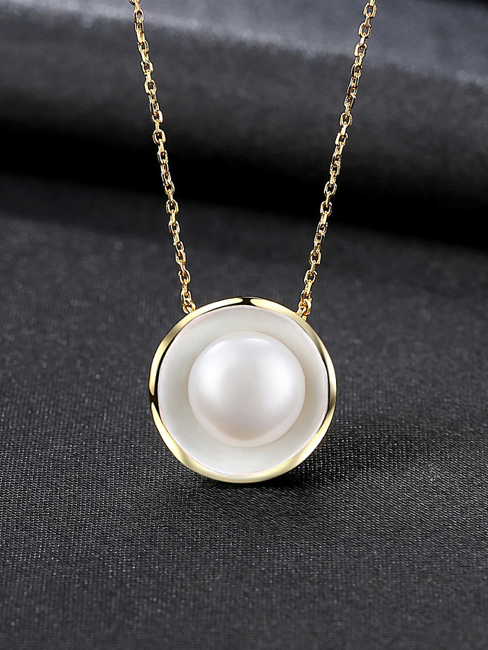 New Pure Silver Natural Freshwater Pearl Pendant Necklace