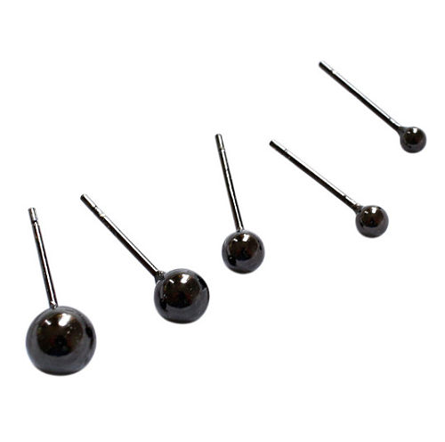 Minimalistische schwarze Erbsen-Ohrstecker aus Sterlingsilber
