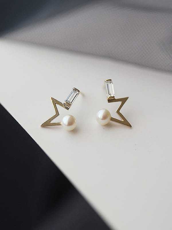 925 Sterling Silver Imitation Pearl Star Dainty Stud Earring