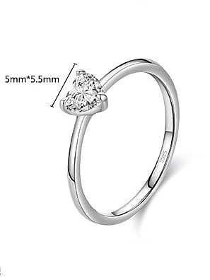 925 Sterling Silver Cubic Zirconia Heart Classic Midi Ring