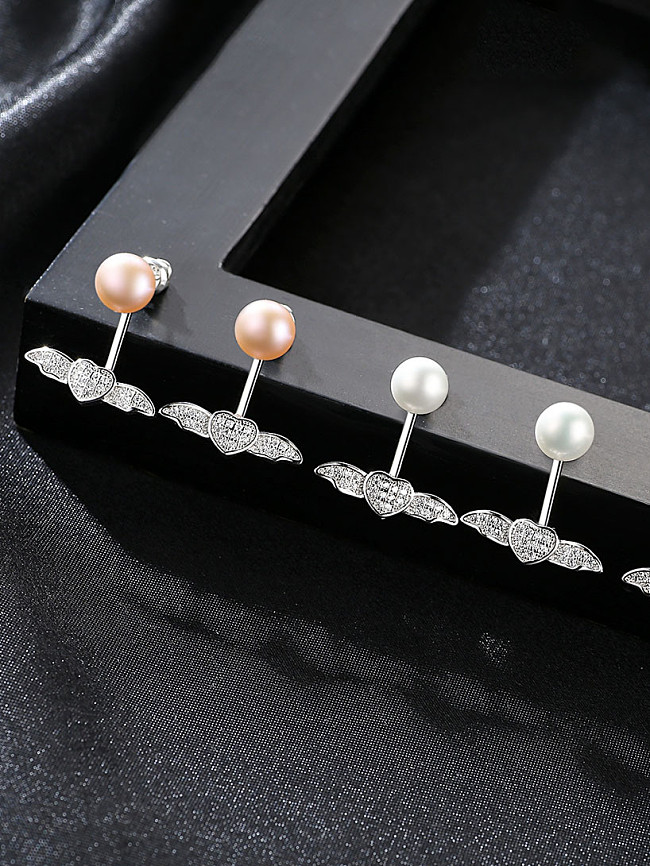 925 Sterling Silver with 3A zircon 7-75mm steamed bread ear studs