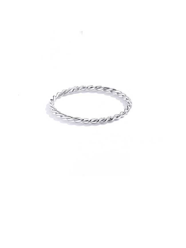 Anéis minimalistas de prata esterlina 925 banhados a ouro branco