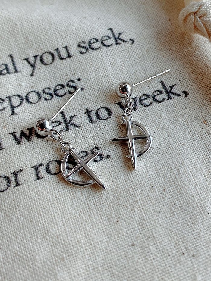 925 Sterling Silver Cross Minimalist Stud Earring
