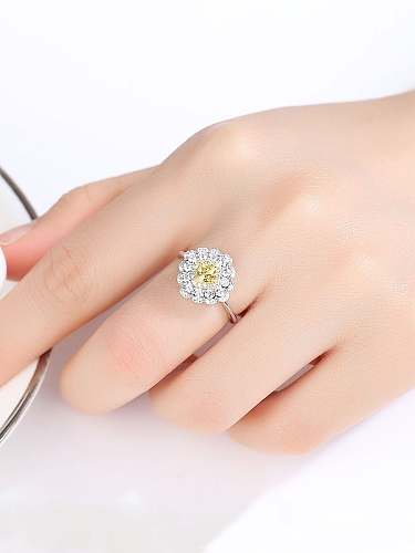 925 Sterling Silver Cubic Zirconia White Flower Minimalist Band Ring