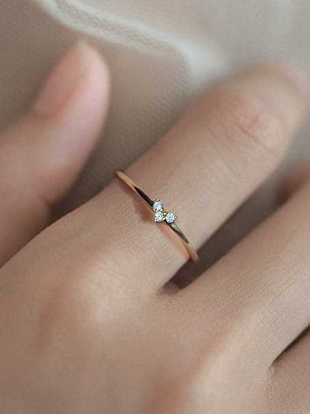 925 Sterling Silver Cubic Zirconia Heart Dainty Band Ring