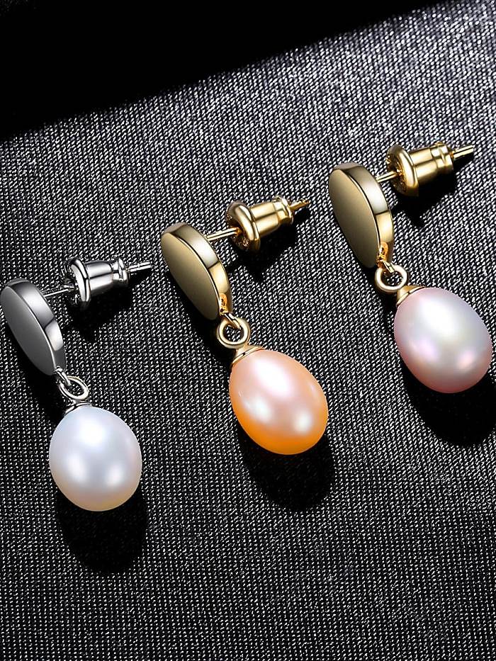 925 Sterling Silver Freshwater Pearl Smooth Round Dainty Drop Earring