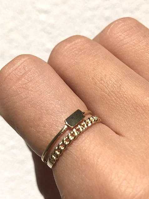 925 Sterling Silver Cubic Zirconia Geometric Minimalist Stackable Ring
