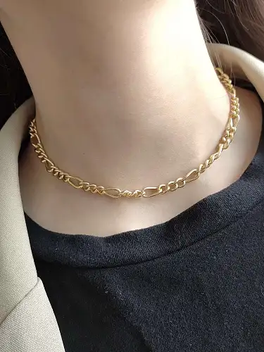 925 Sterling Silver Simple Hollow Geometric Chain Necklace