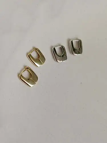 925 Sterling Silver Square Minimalist Drop Earring