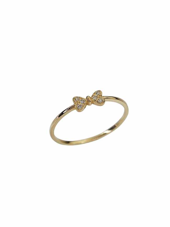 925 Sterling Silver Cubic Zirconia Bowknot Dainty Band Ring