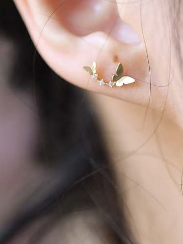 925 Sterling Silver Cubic Zirconia Butterfly Dainty Stud Earring