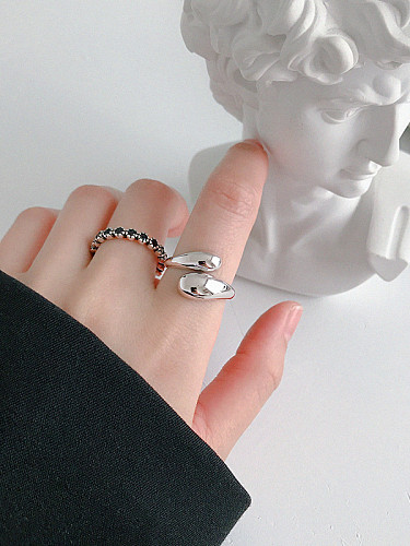 925 Sterling Silver With Platinum Plated Simplistic Water Drop Free Size Rings