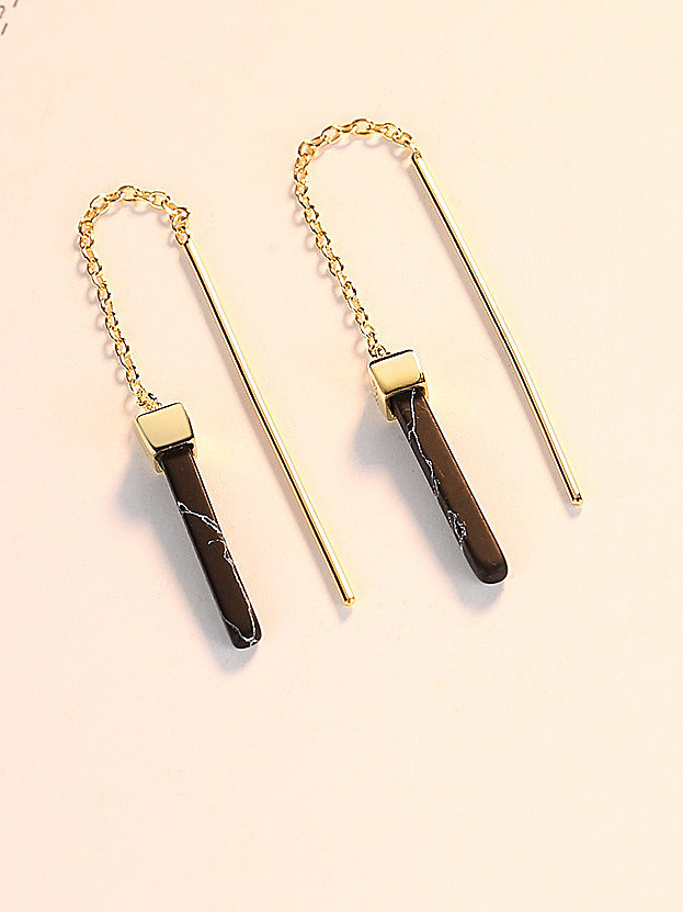 Boucles d'oreilles en argent sterling 925 avec cafard noir Simplistic Fringe Threader