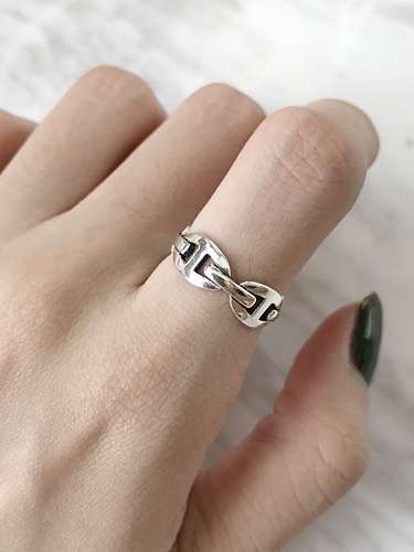 925 Sterling Silver Letter-H Vintage Geeky Ring
