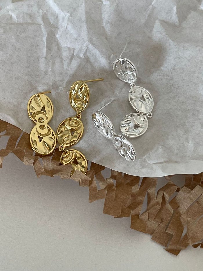 925 Sterling Silver Asymmetrical Geometric Vintage Drop Earring