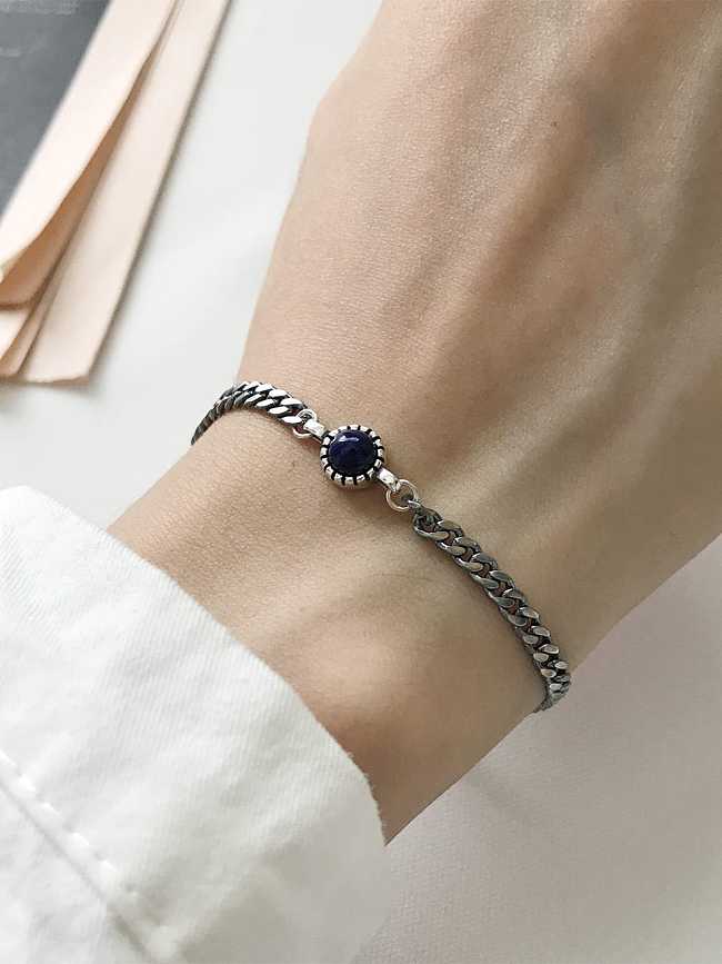 925 Sterling Silver Blue Turquoise Link Bracelet