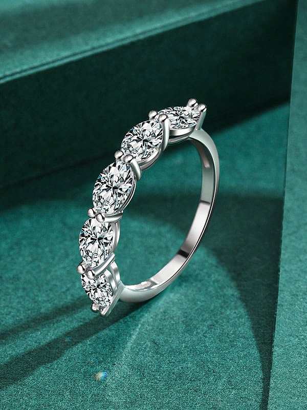 925 Sterling Silver Cubic Zirconia Irregular Classic Band Ring