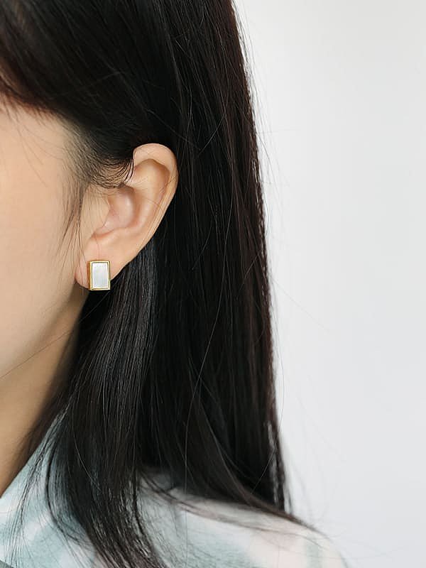 Boucles d'oreilles minimalistes géométriques en forme de coquillage en argent sterling 925
