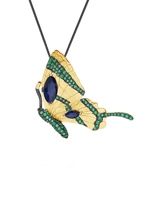 Collier pendentif papillon de luxe en argent sterling 925 avec améthyste