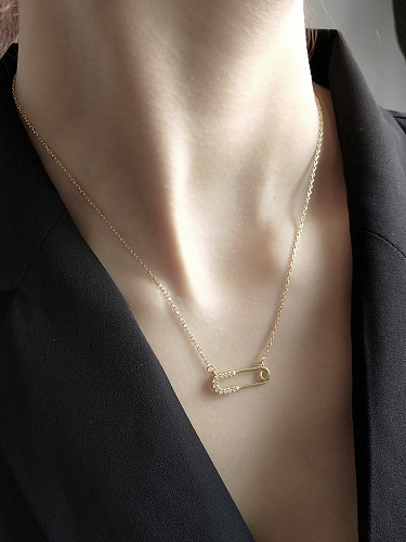Halskette aus Sterlingsilber mit Zricon-Goldstift