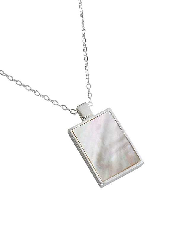 Collar con colgante geométrico minimalista de concha de plata de ley 925