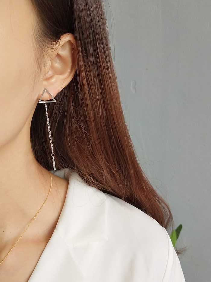 925 Sterling Silver Geometric Triangular Tassel Minimalist Threader Earring