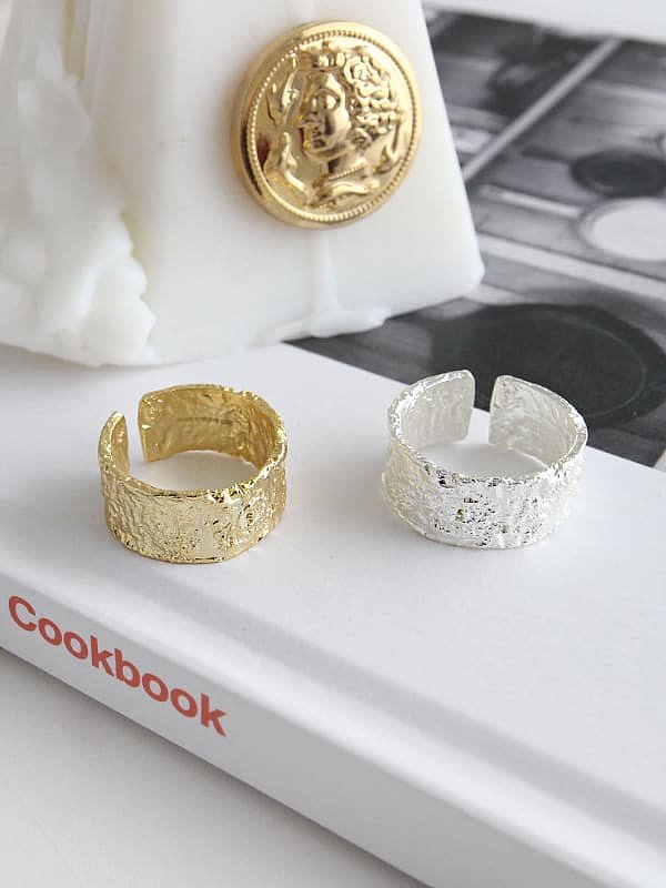 S925 Sterling Silver Minimalist Irregular Concave Convex Wide Face Ring