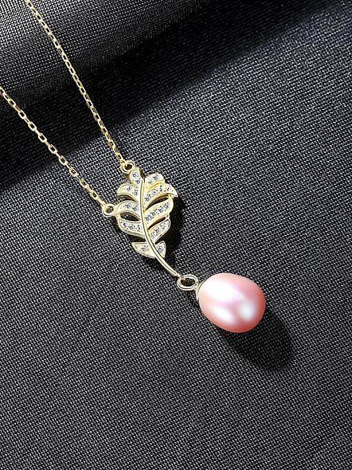 925 Sterling Silver Freshwater Pearl Leaf Luxury Necklace
